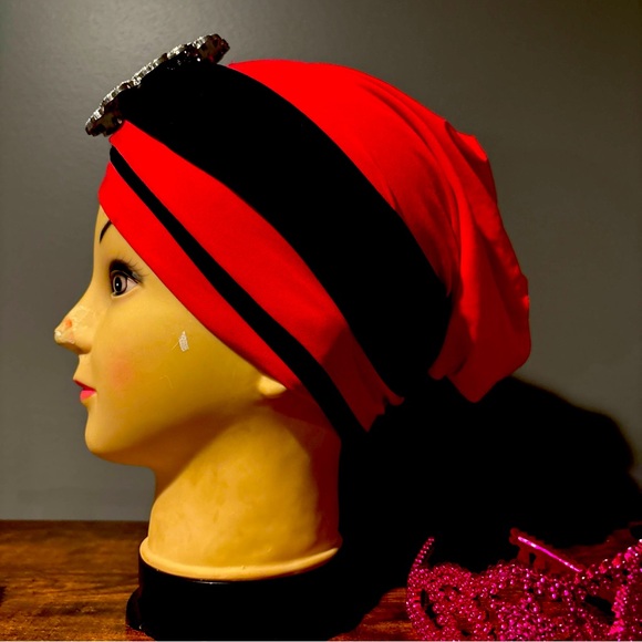 COPY - Courage Caps Chemo Sleep Turban Headwear Scarf Cap (Pink and Black) - Picture 4 of 7